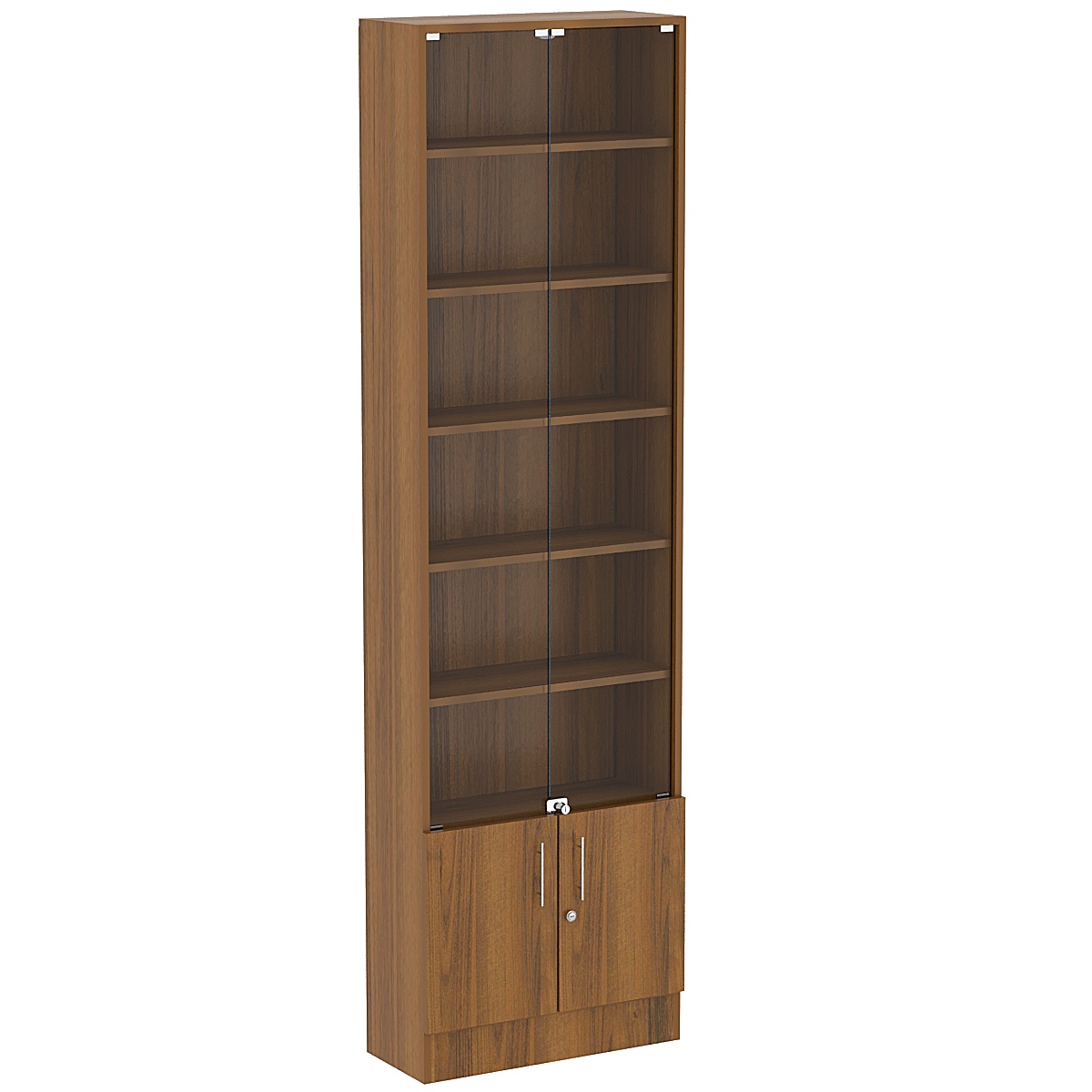 Торговая витрина Level №4-5п с 5-ю полками из ДСП 250х600мм Орех