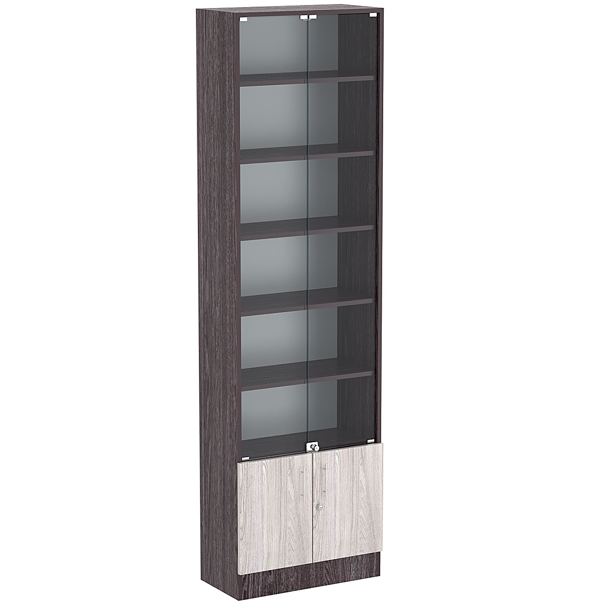 Торговая витрина Level №6-5п с 5-ю полками из ДСП 300х600мм Ясень Анкор темный + Ясень Анкор светлый