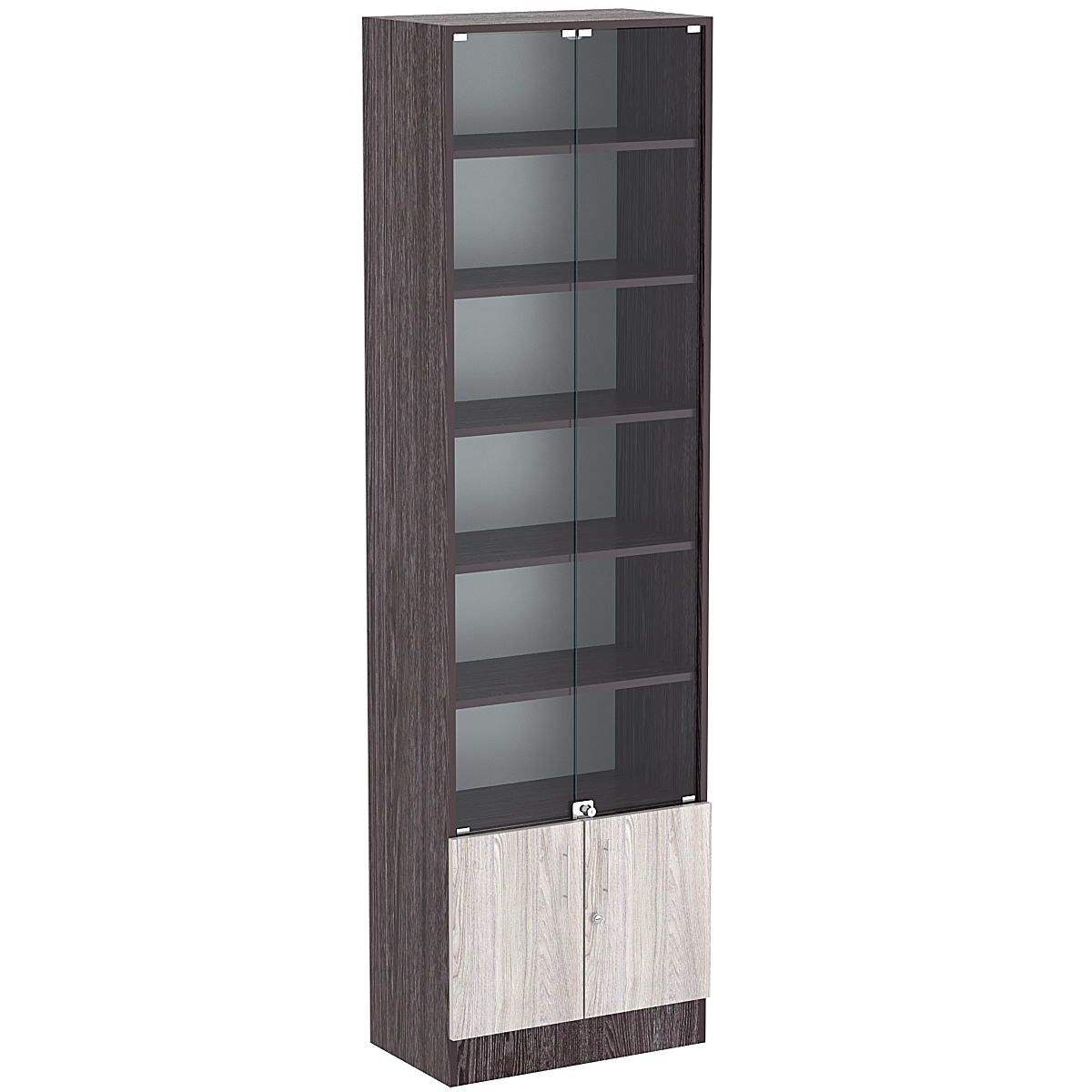 Торговая витрина Level №6-5п с 5-ю полками из ДСП 350х600мм Ясень Анкор темный + Ясень Анкор светлый