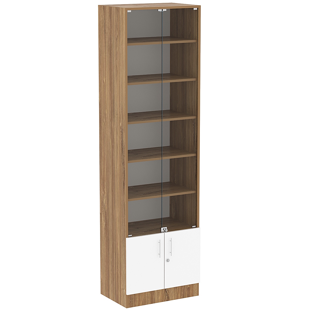 Торговая витрина Level №7-5п с 5-ю полками из ДСП 400х600мм Дуб Канзас коричневый + Белый