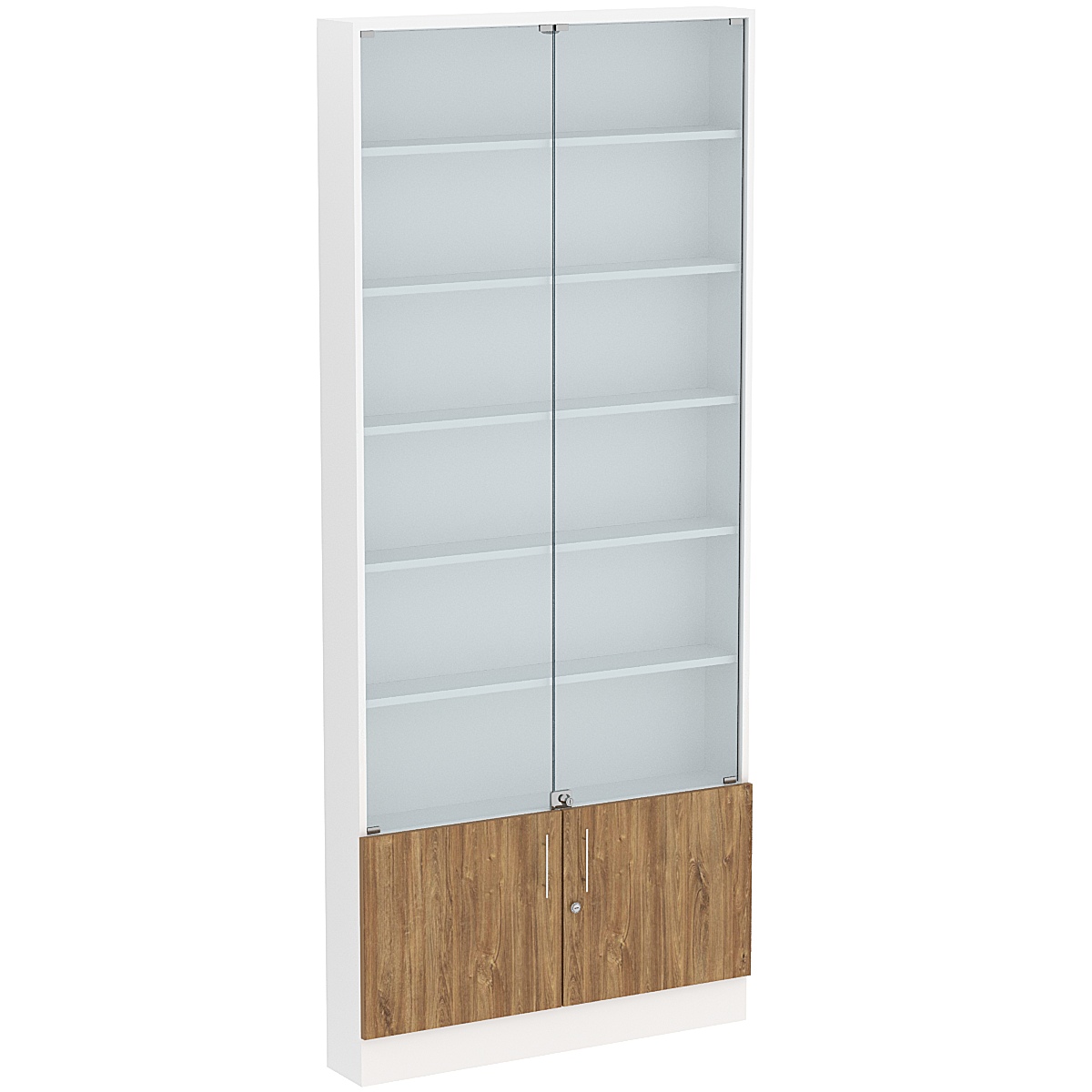 Торговая витрина Level №9-5п с 5-ю полками из ДСП 150х900мм Белый + Дуб Канзас коричневый