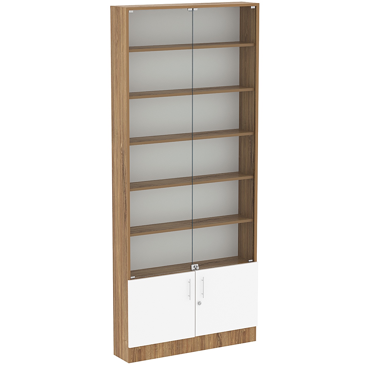 Торговая витрина Level №10-5п с 5-ю полками из ДСП 200х900мм Дуб Канзас коричневый + Белый