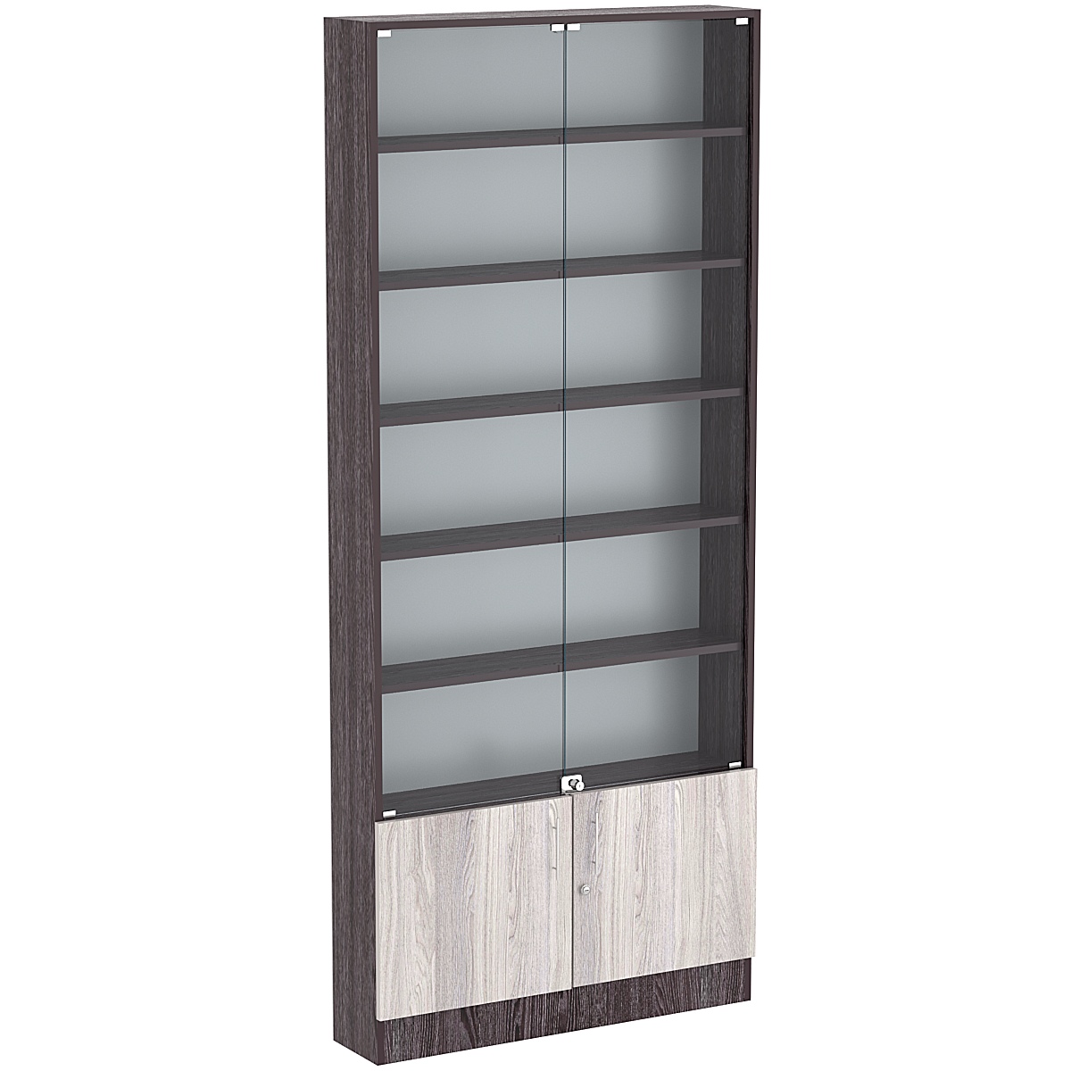 Торговая витрина Level №10-5п с 5-ю полками из ДСП 200х900мм Ясень Анкор темный + Ясень Анкор светлый