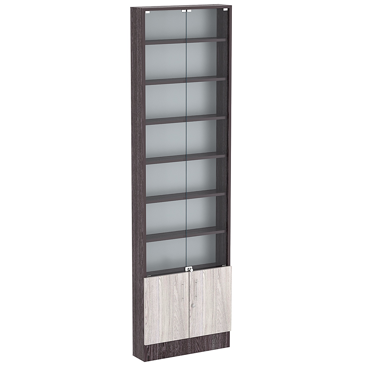 Торговая витрина Level №2-6п с 6-ю полками из ДСП 150х600мм Ясень Анкор темный + Ясень Анкор светлый