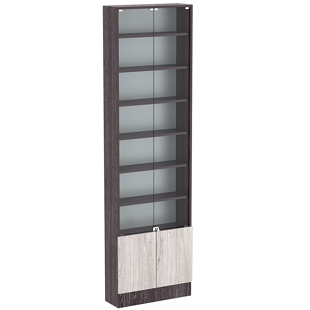 Торговая витрина Level №3-6п с 6-ю полками из ДСП 200х600мм Ясень Анкор темный + Ясень Анкор светлый