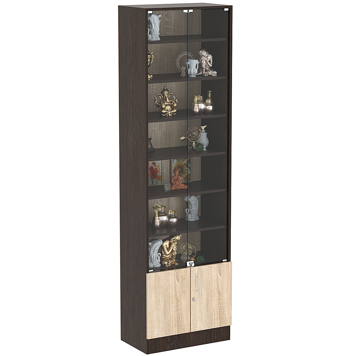 Торговая витрина Level №6-6п с 6-ю полками из ДСП 350х600мм Дуб Венге и Дуб Сонома