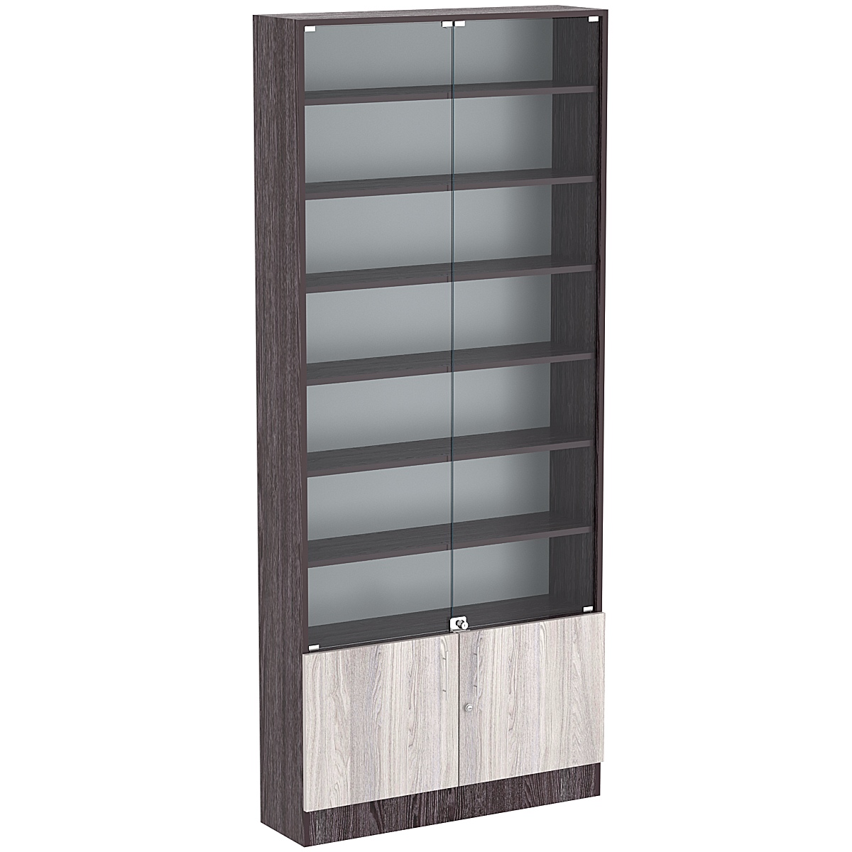 Торговая витрина Level №11-6п с 6-ю полками из ДСП 250х900мм Ясень Анкор темный + Ясень Анкор светлый