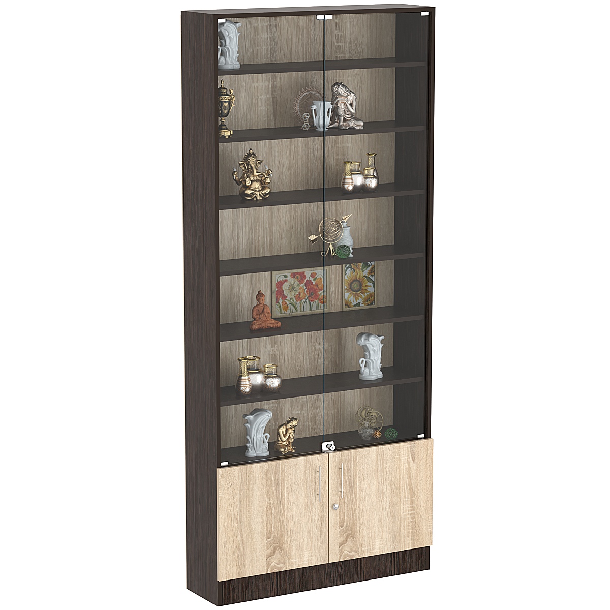 Торговая витрина Level №11-6п с 6-ю полками из ДСП 250х900мм Дуб Венге и Дуб Сонома