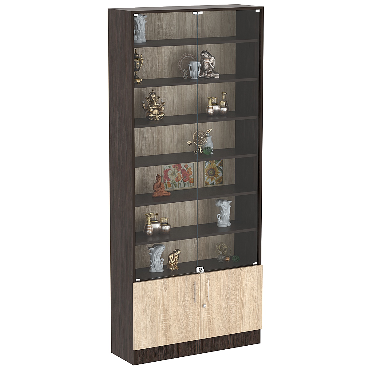 Торговая витрина Level №12-6п с 6-ю полками из ДСП 300х900мм Дуб Венге и Дуб Сонома