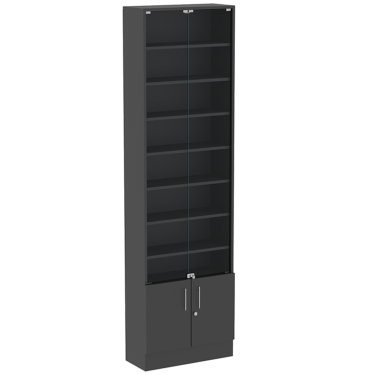 Торговая витрина Level №4-7п с 7-ю полками из ДСП 250х600мм Черный