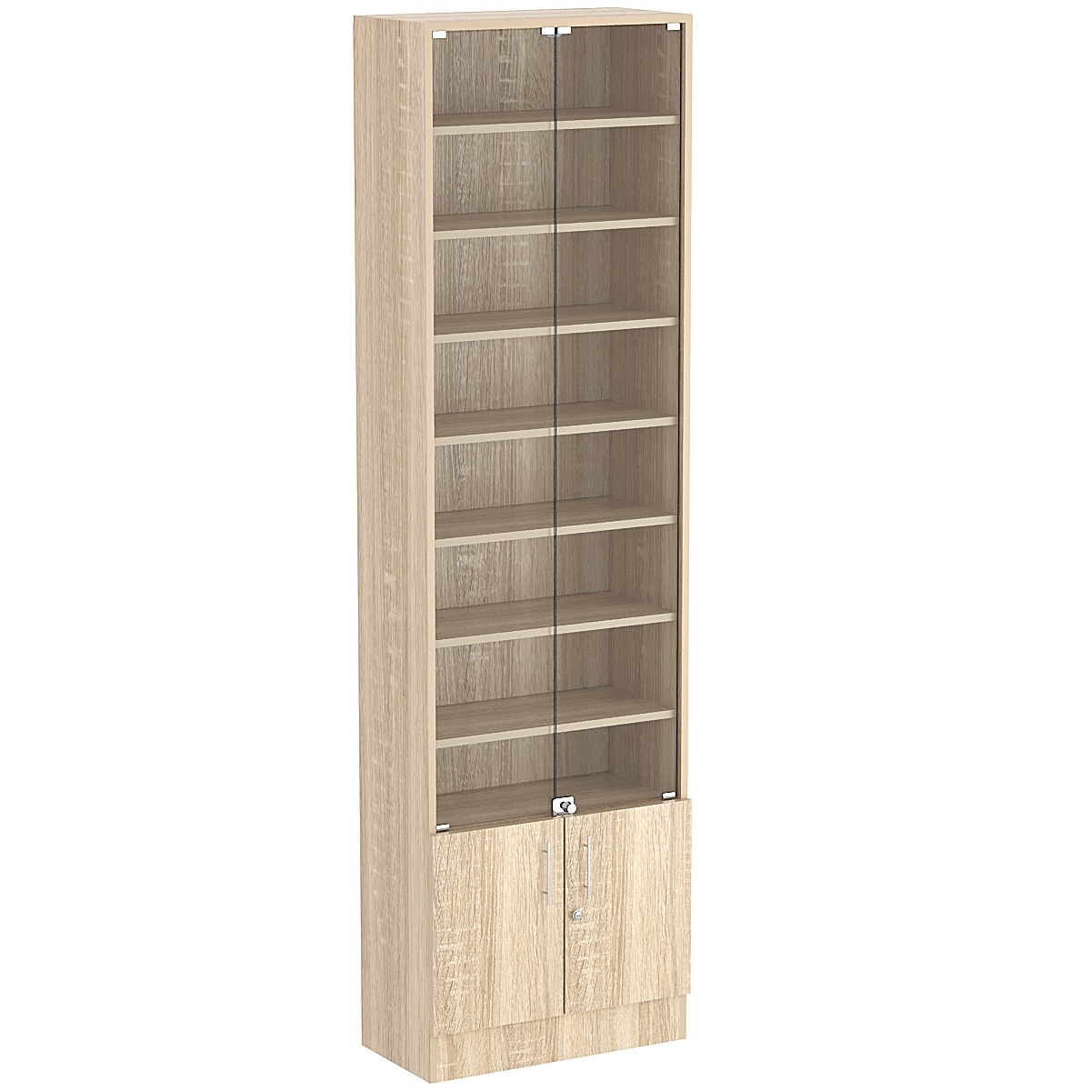 Торговая витрина Level №5-7п с 7-ю полками из ДСП 300х600мм Дуб Сонома