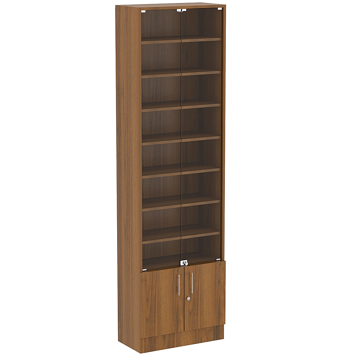 Торговая витрина Level №5-7п с 7-ю полками из ДСП 300х600мм Орех