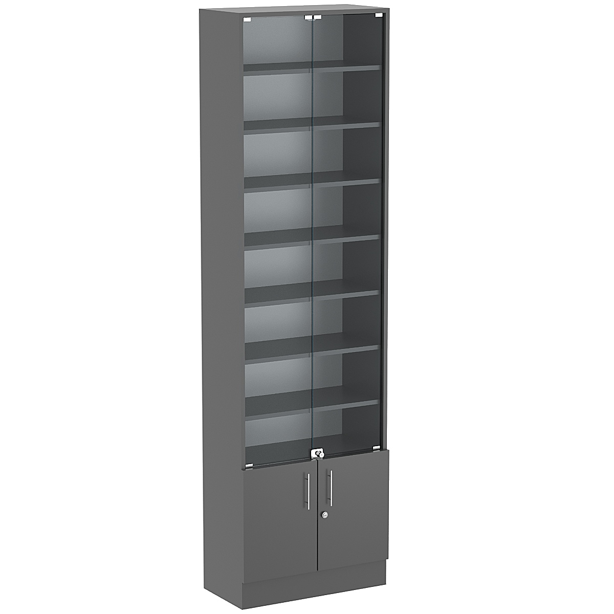 Торговая витрина Level №5-7п с 7-ю полками из ДСП 300х600мм Темно-Серый