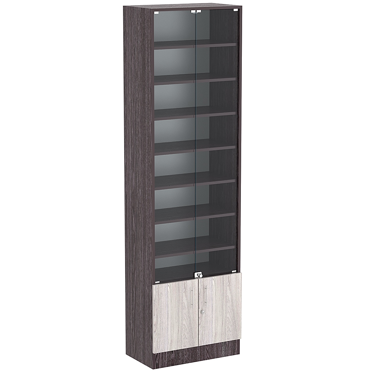 Торговая витрина Level №6-7п с 7-ю полками из ДСП 350х600мм Ясень Анкор темный + Ясень Анкор светлый