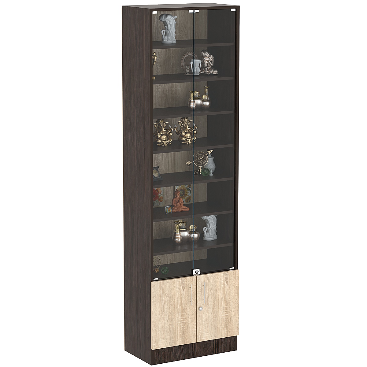 Торговая витрина Level №6-7п с 7-ю полками из ДСП 350х600мм Дуб Венге и Дуб Сонома