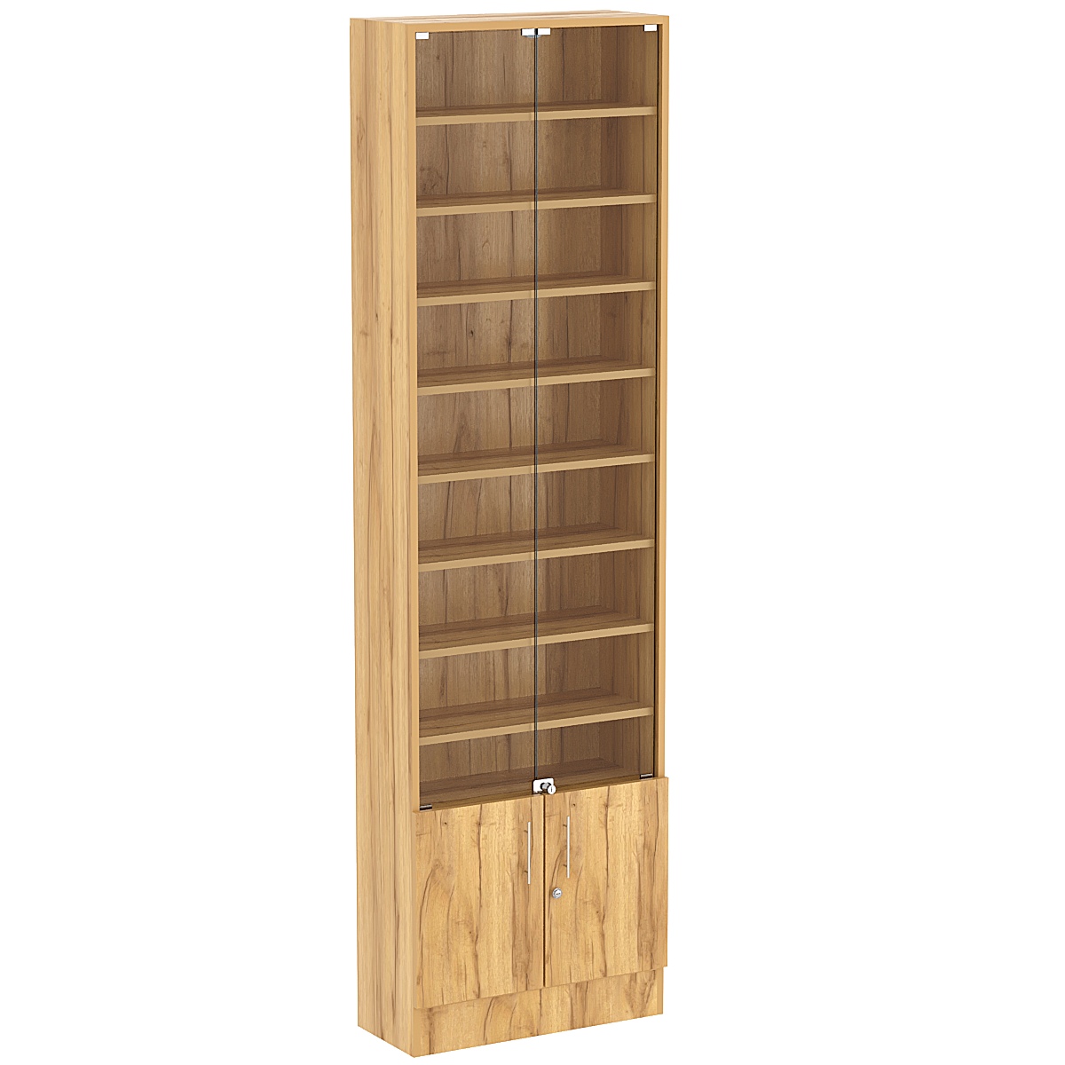 Торговая витрина Level №4-8п с 8-ю полками из ДСП 250х600мм Дуб Золотистый