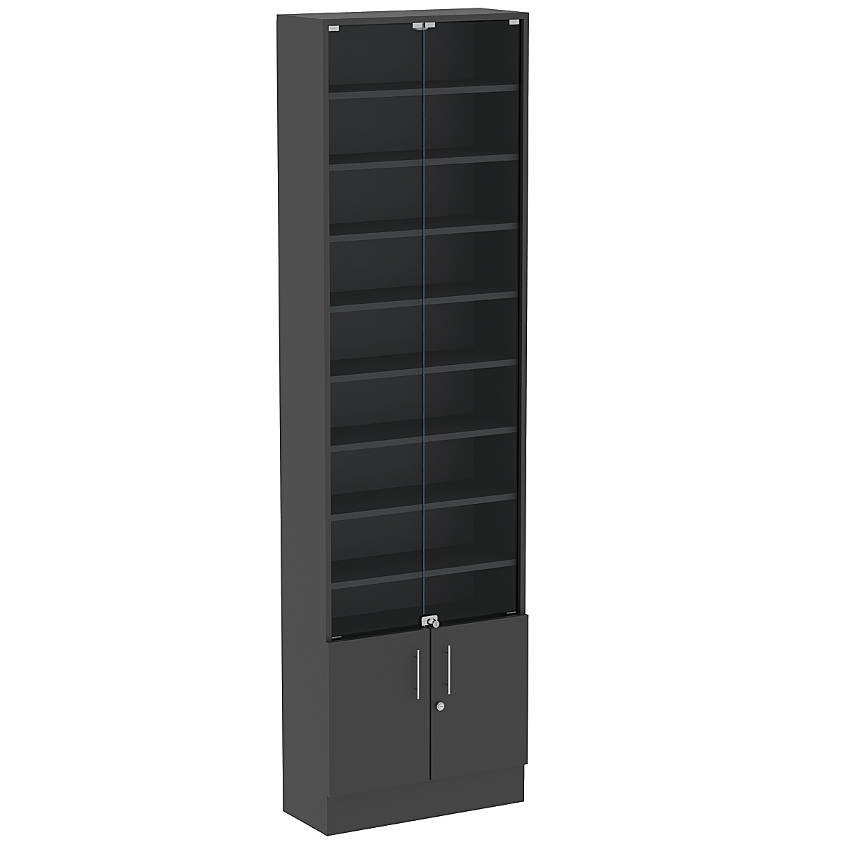 Торговая витрина Level №4-8п с 8-ю полками из ДСП 250х600мм Черный