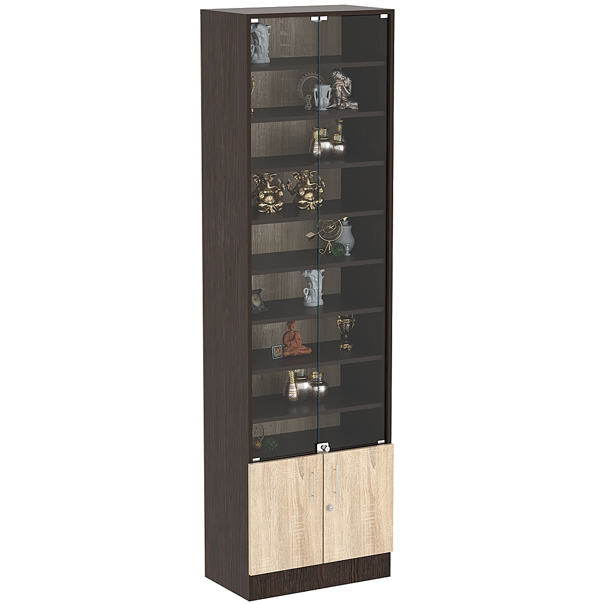 Торговая витрина Level №6-8п с 8-ю полками из ДСП 350х600мм Дуб Венге и Дуб Сонома