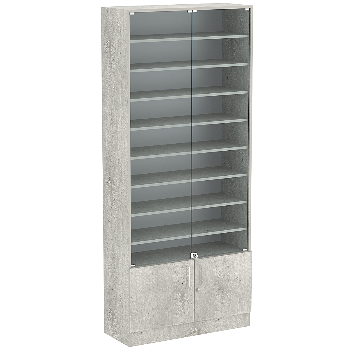 Торговая витрина Level №13-8п с 8-ю полками из ДСП 350х900мм Метрополитан Грей