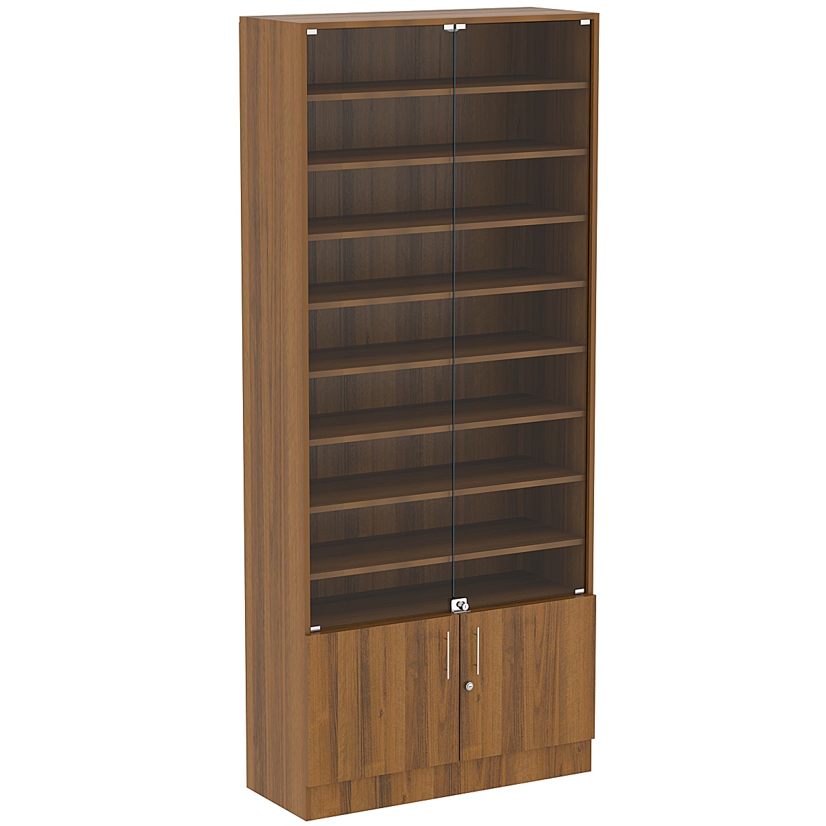 Торговая витрина Level №13-8п с 8-ю полками из ДСП 350х900мм Орех