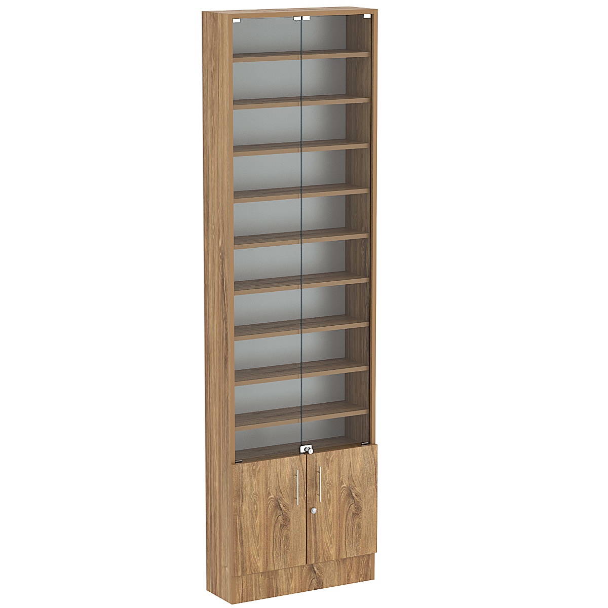 Торговая витрина Level №3-9п с 9-ю полками из ДСП 200х600мм Дуб канзас коричневый Н1113 ST10