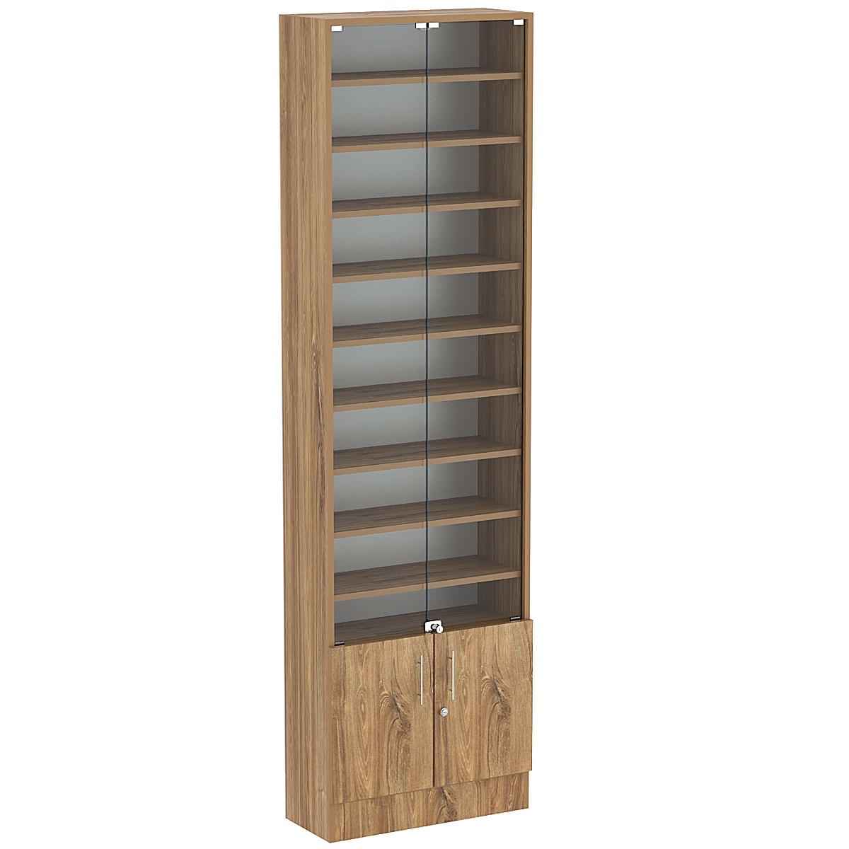 Торговая витрина Level №4-9п с 9-ю полками из ДСП 250х600мм Дуб канзас коричневый Н1113 ST10