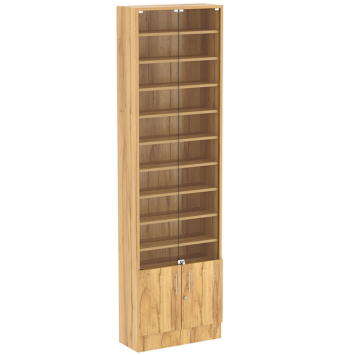 Торговая витрина Level №4-9п с 9-ю полками из ДСП 250х600мм Дуб Золотистый