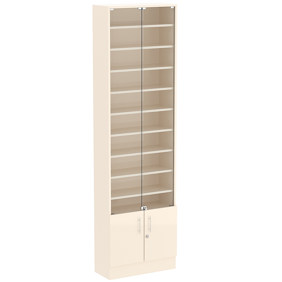 Торговая витрина Level №4-9п с 9-ю полками из ДСП 250х600мм Крем Вайс