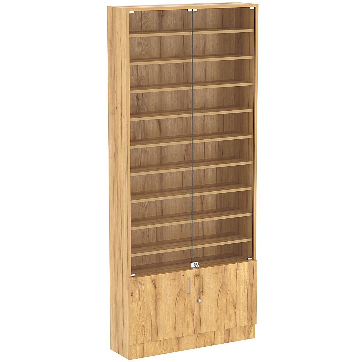 Торговая витрина Level №11-9п с 9-ю полками из ДСП 250х900мм Дуб Золотистый