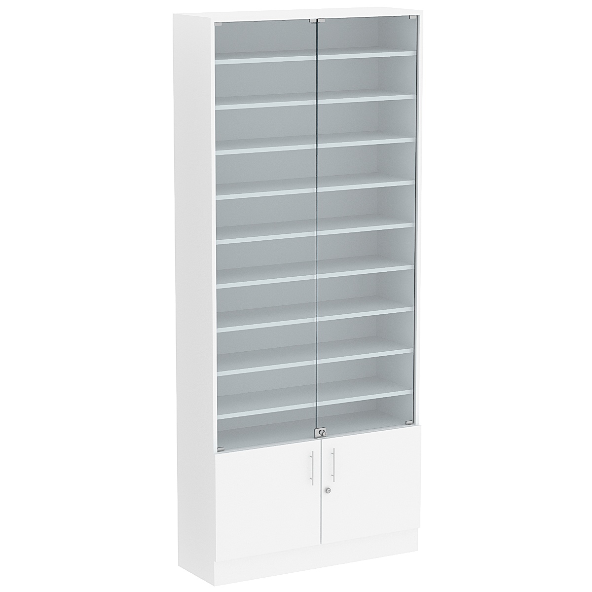 Торговая витрина Level №12-9п с 9-ю полками из ДСП 300х900мм Белый