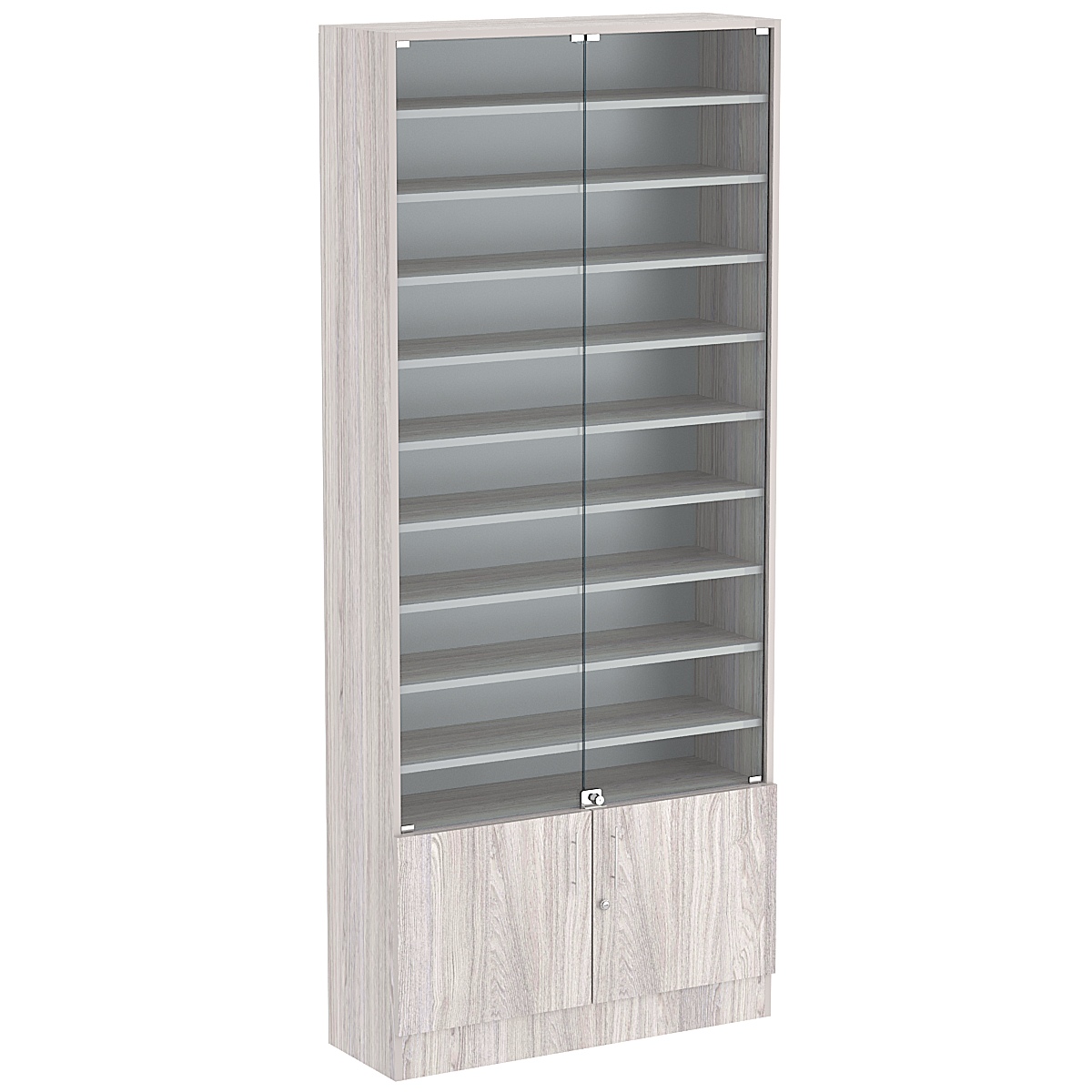 Торговая витрина Level №12-9п с 9-ю полками из ДСП 300х900мм Ясень Анкор светлый - U31104