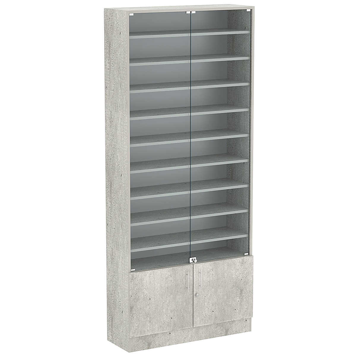 Торговая витрина Level №12-9п с 9-ю полками из ДСП 300х900мм Метрополитан Грей