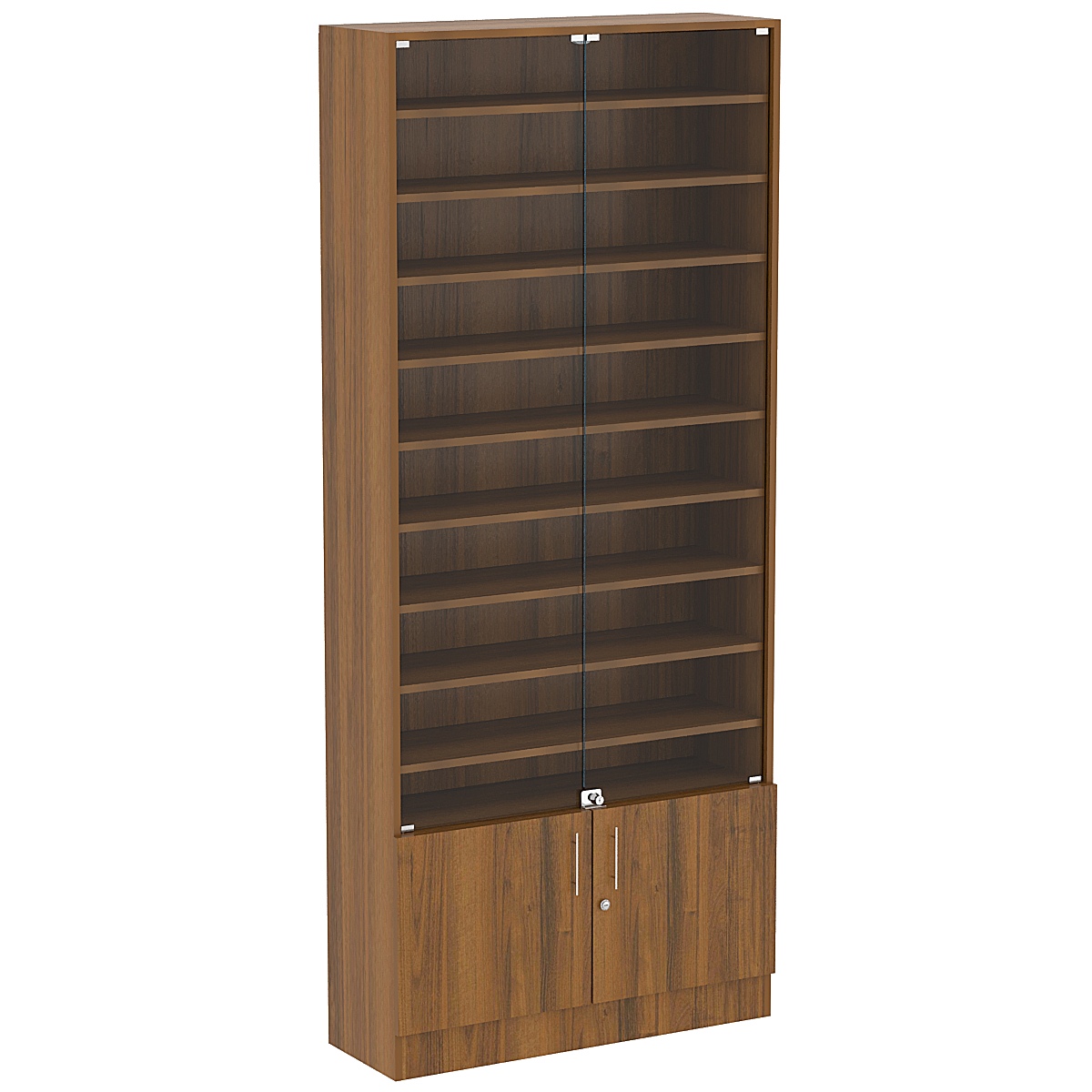 Торговая витрина Level №12-9п с 9-ю полками из ДСП 300х900мм Орех