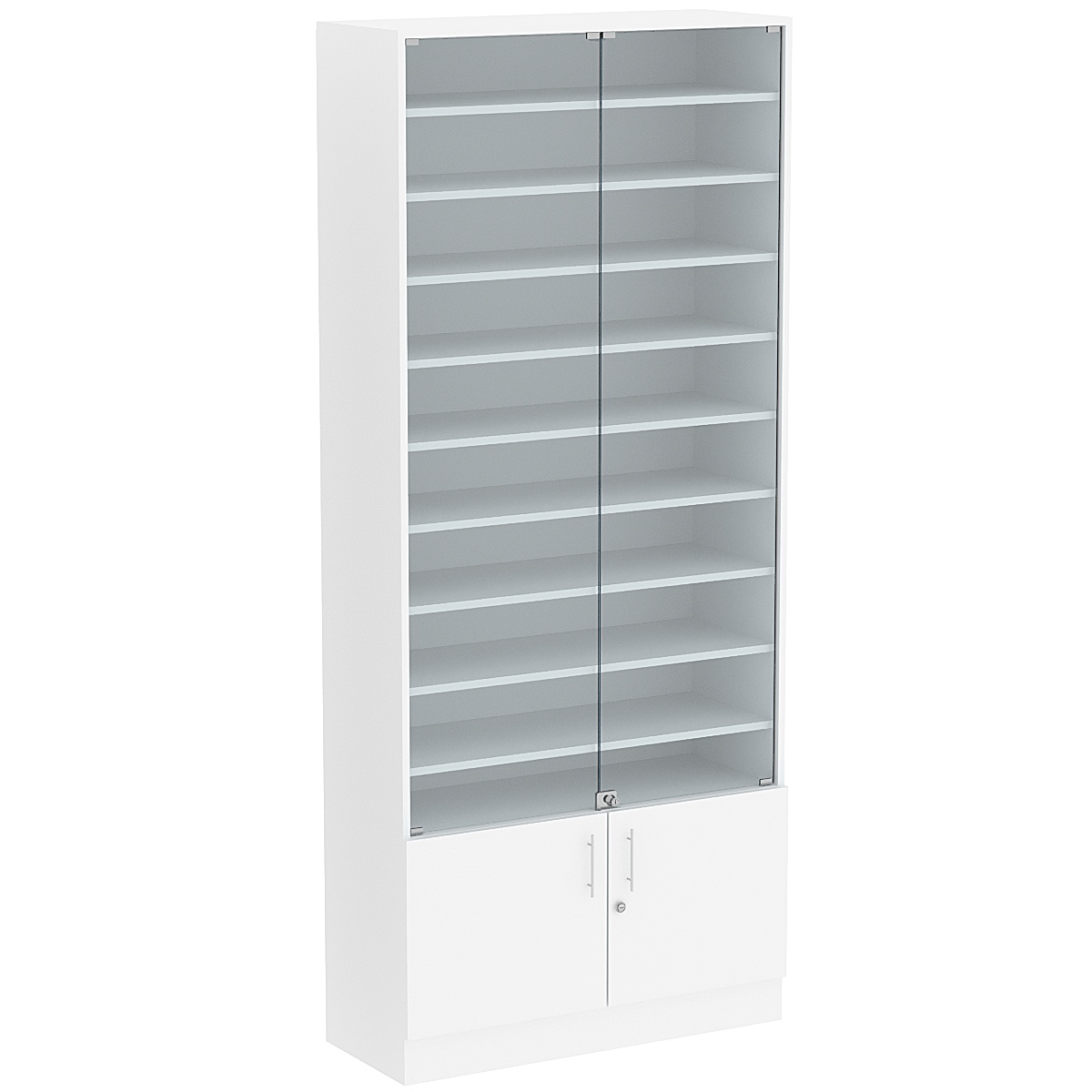 Торговая витрина Level №13-9п с 9-ю полками из ДСП 350х900мм Белый