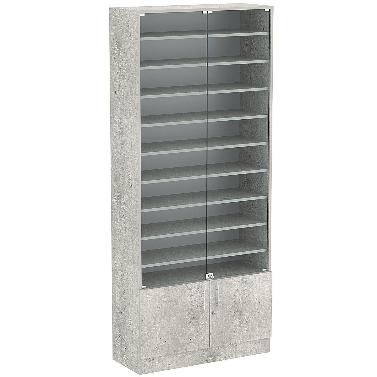 Торговая витрина Level №13-9п с 9-ю полками из ДСП 350х900мм Метрополитан Грей