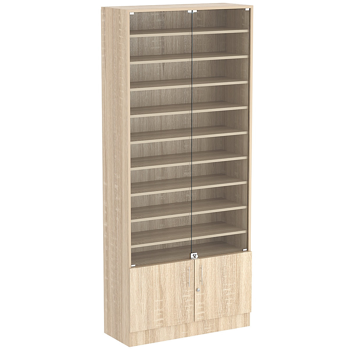Торговая витрина Level №13-9п с 9-ю полками из ДСП 350х900мм Дуб Сонома