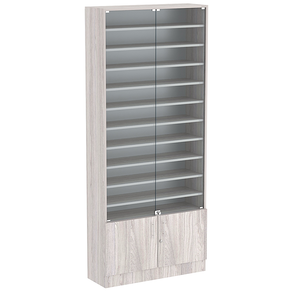 Торговая витрина Level №12-10п с 10-ю полками из ДСП 300х900мм Ясень Анкор светлый - U31104