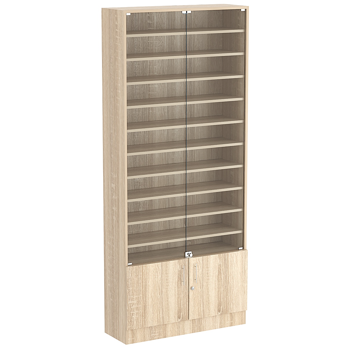 Торговая витрина Level №12-10п с 10-ю полками из ДСП 300х900мм Дуб Сонома