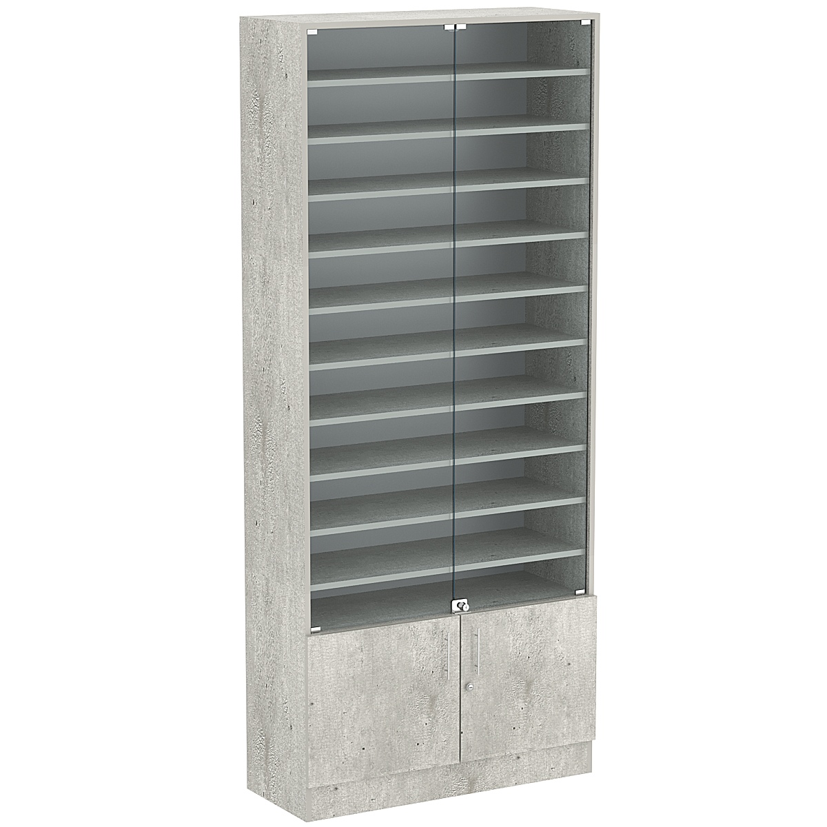 Торговая витрина Level №13-10п с 10-ю полками из ДСП 350х900мм Метрополитан Грей