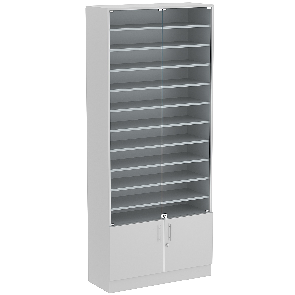 Торговая витрина Level №13-10п с 10-ю полками из ДСП 350х900мм Серый