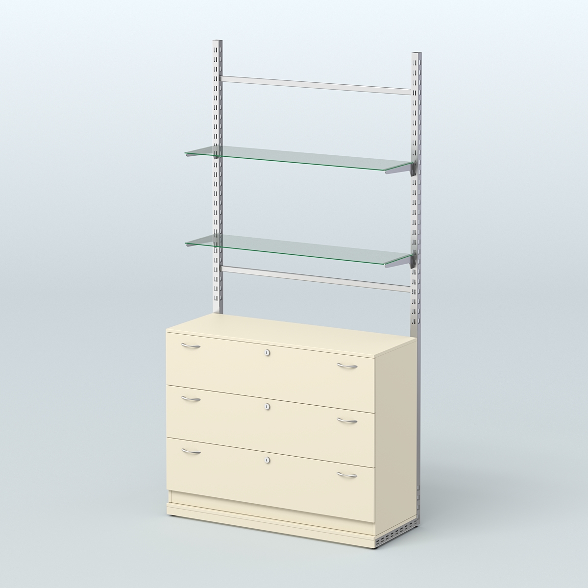 Система ЭЛЕГАНТ №9 без ДСП с тумбой T13 (1200 мм) Крем Вайс