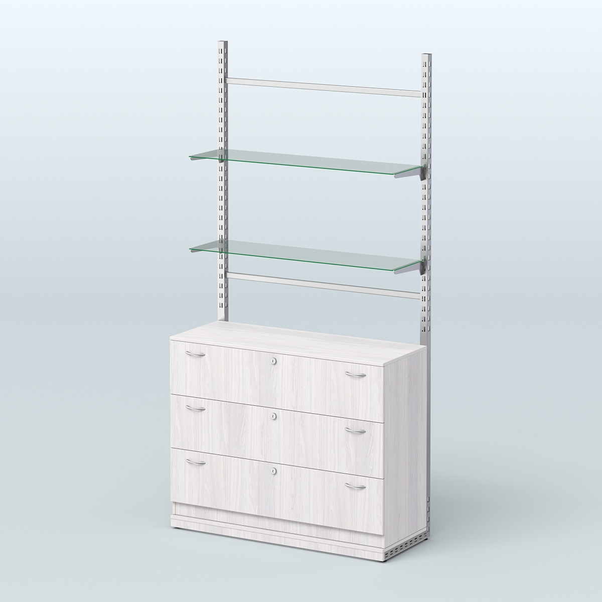 Система ЭЛЕГАНТ №9 без ДСП с тумбой T13 (1200 мм) Ясень Анкор светлый