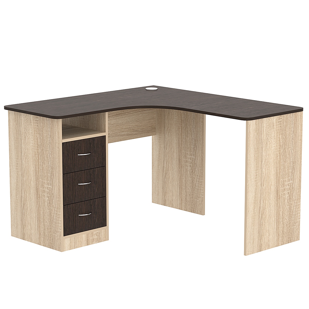 Стол угловой с ящиками СУ-01-Л (левосторонний) Дуб Сонома + Дуб Венге
