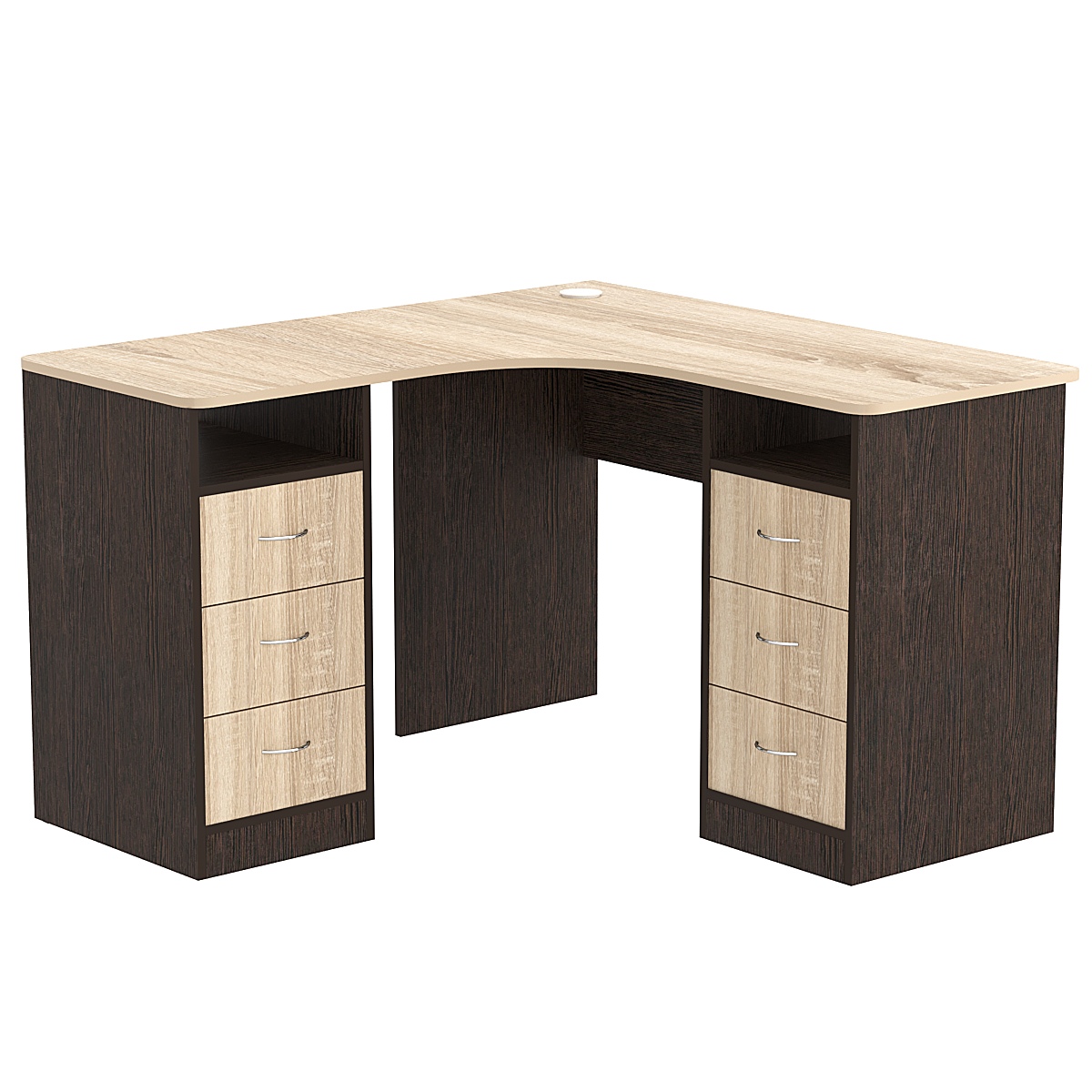 Стол угловой с ящиками СУ-02-Д Дуб Венге и Дуб Сонома