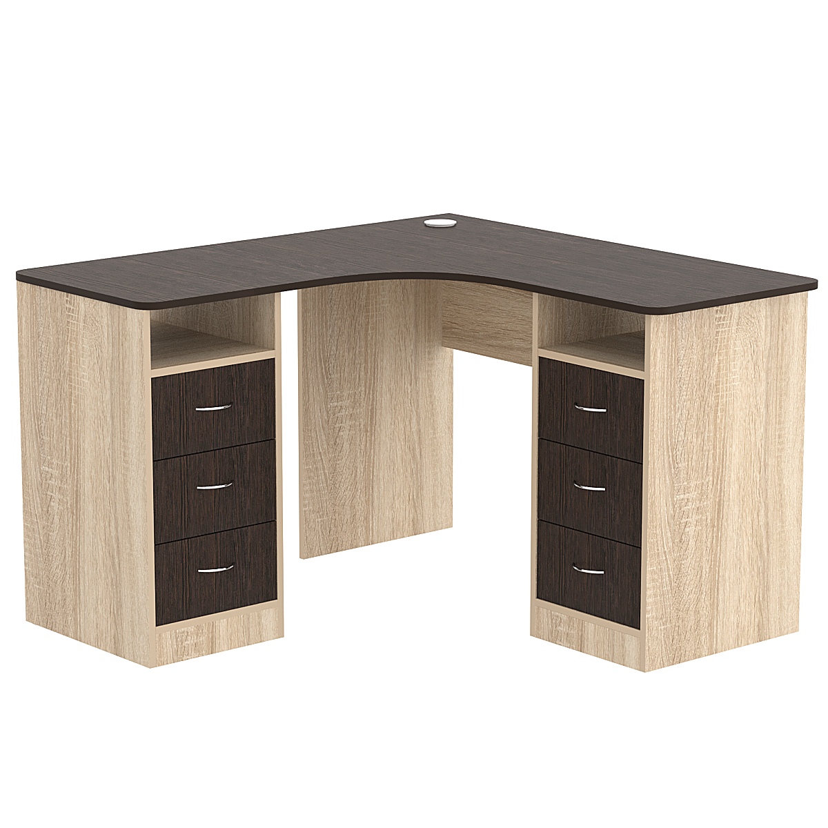 Стол угловой с ящиками СУ-02-Д Дуб Сонома + Дуб Венге