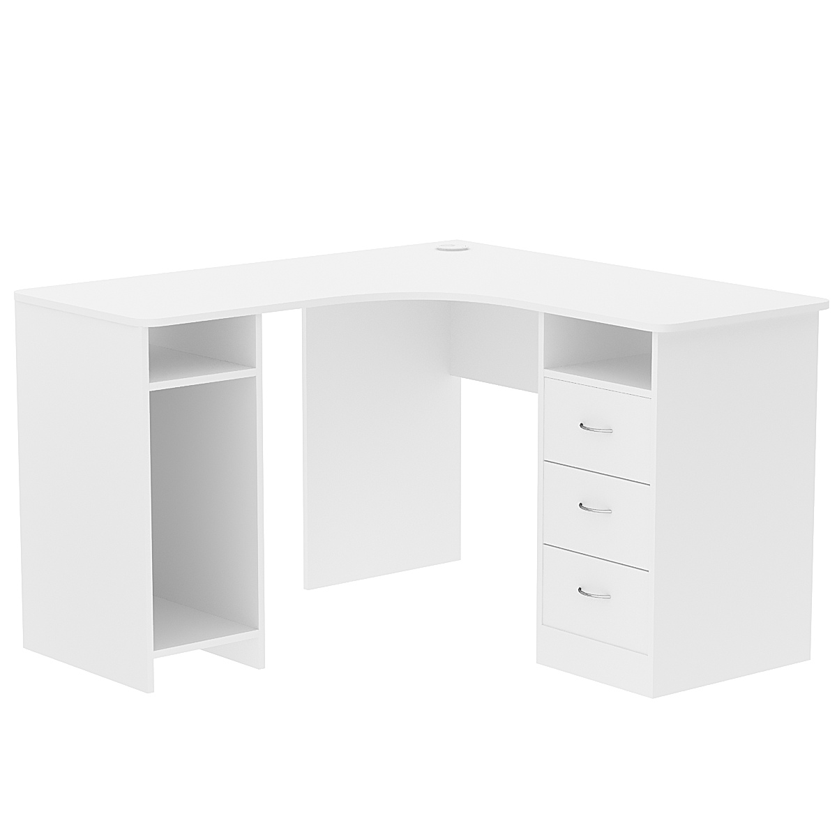 Стол угловой с ящиками СУ-03-П (правосторонний) Белый