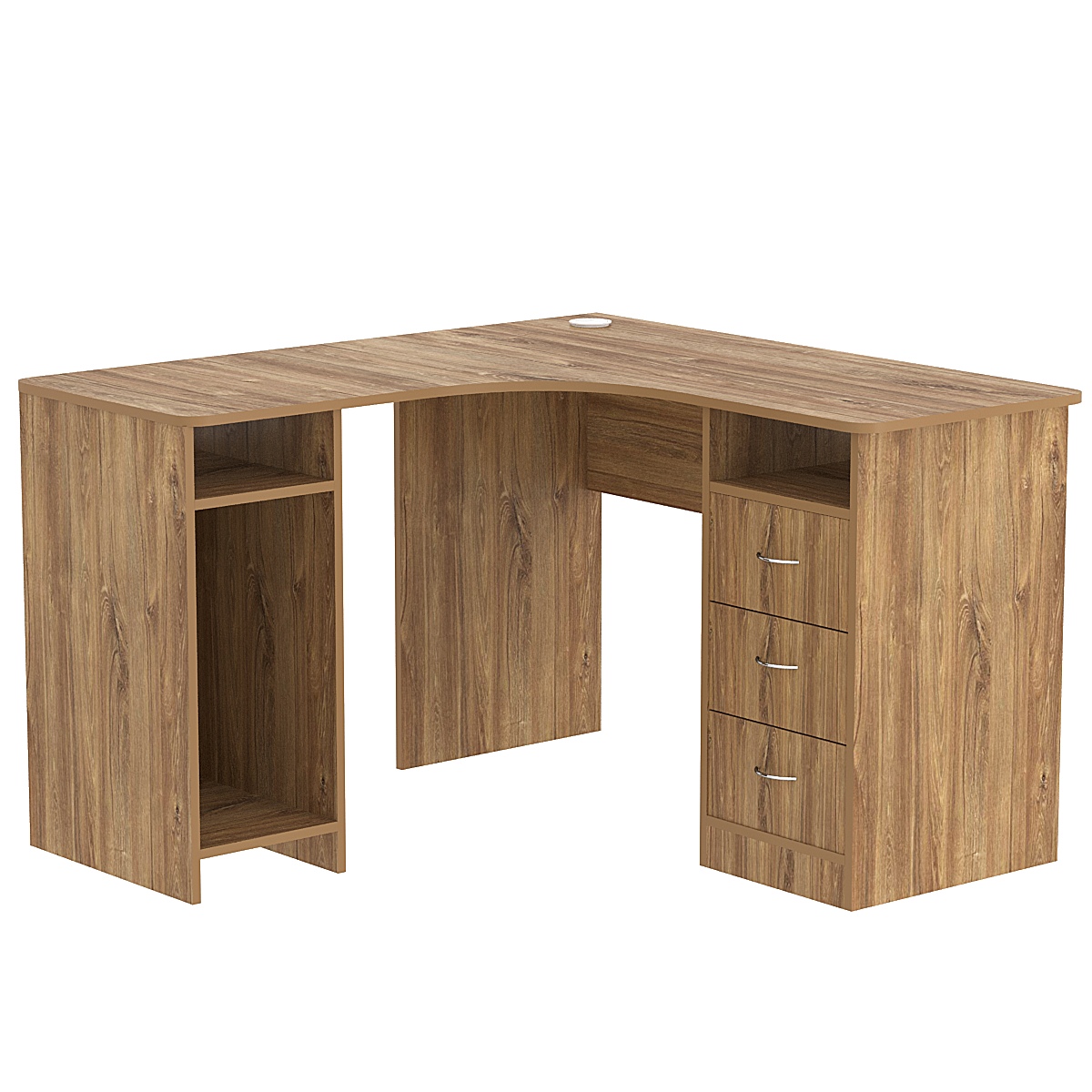 Стол угловой с ящиками СУ-03-П (правосторонний) Дуб канзас коричневый Н1113 ST10