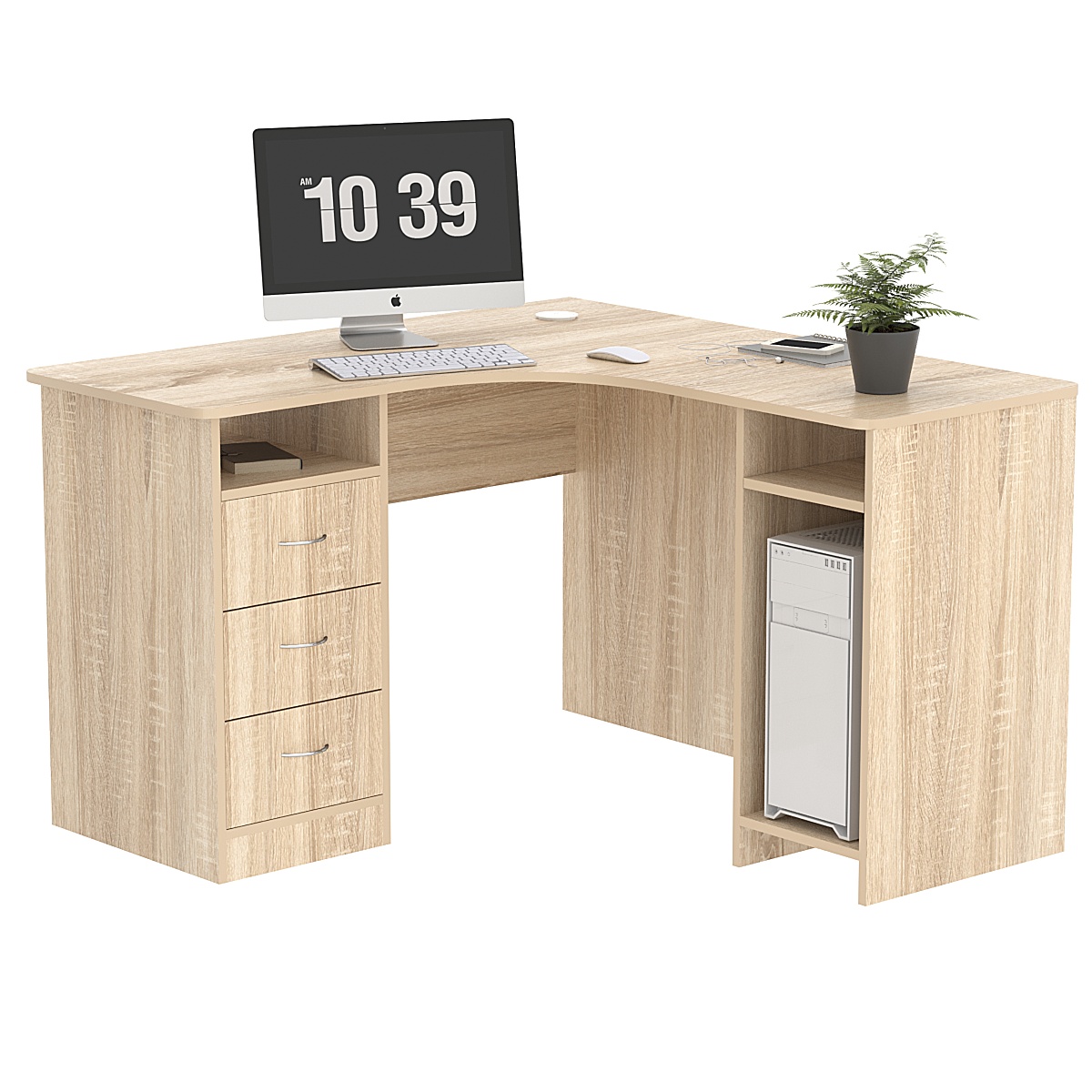 Стол угловой с ящиками СУ-03-Л (левосторонний) Дуб Сонома