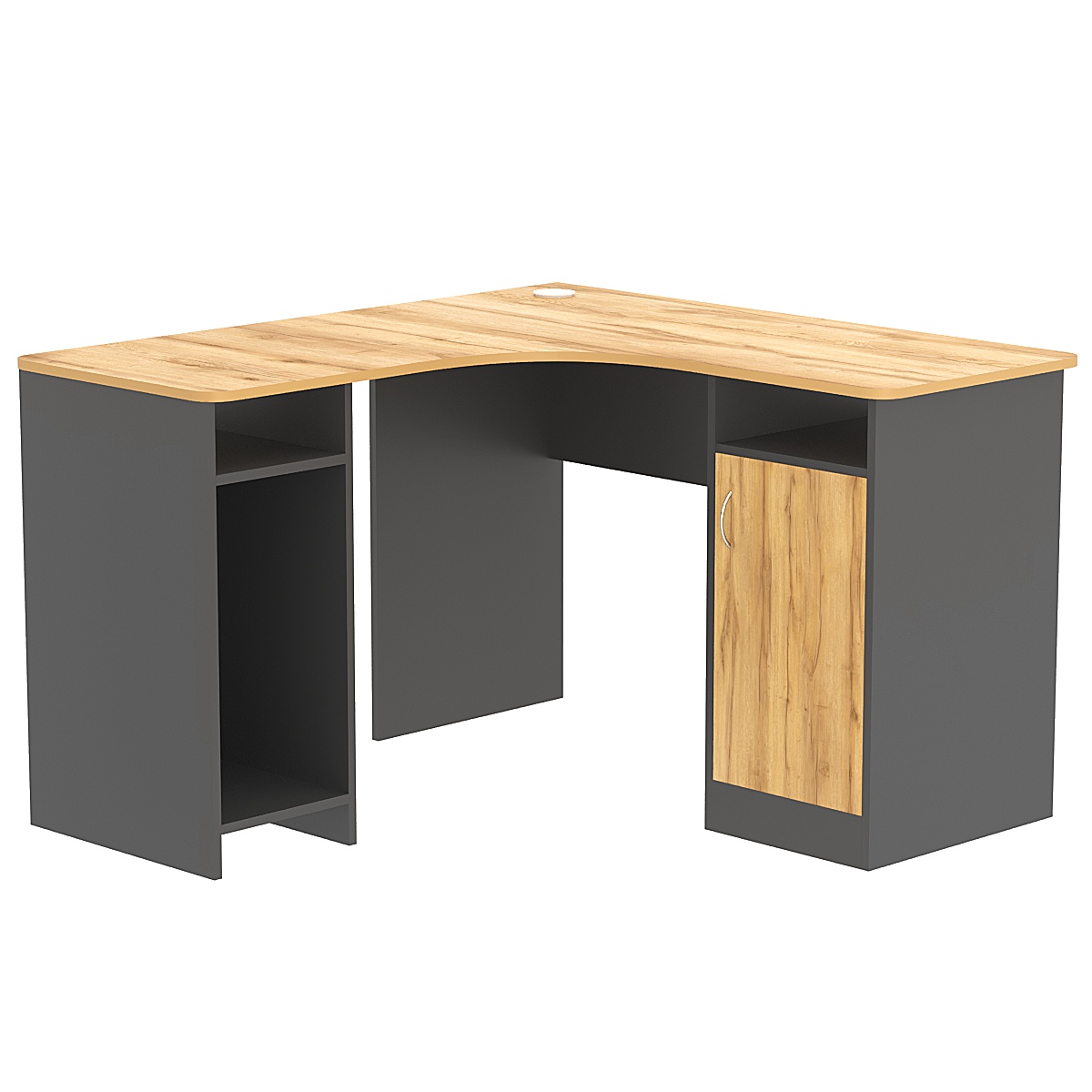 Стол угловой СУ-04-Л (левосторонний) Темно-Серый  + Дуб Золотистый
