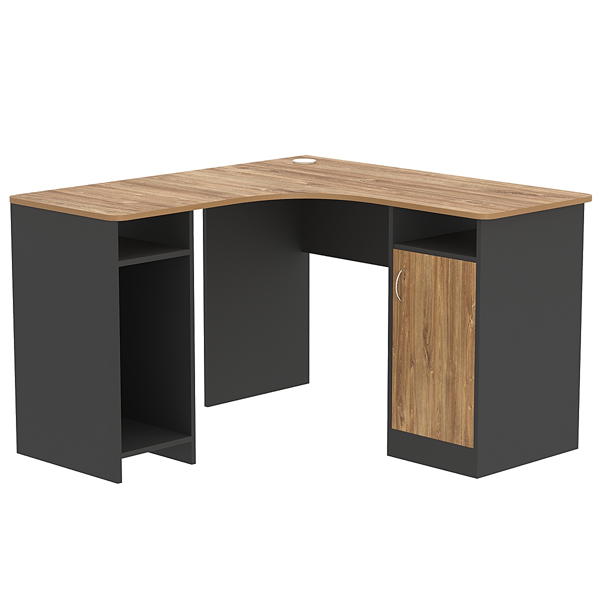Стол угловой СУ-04-Л (левосторонний) Черный + Дуб Канзас коричневый